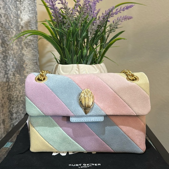 🌷Host pick Kurt Geiger London Mini
Suede Rainbow Striped Kensington Crossbody 🌷🌷 - Picture 1 of 13